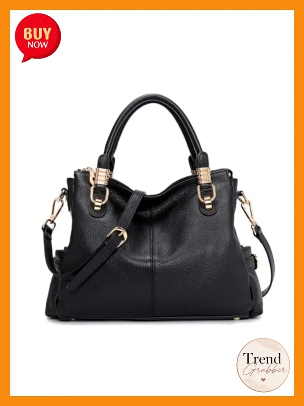Genuine Leather Satchel Handbag with Adjustable Strap Shoulder Tote